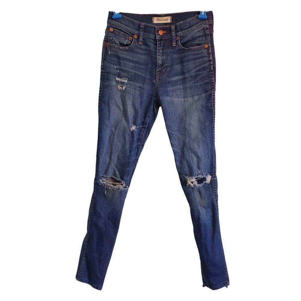 Madewell 9" High Risers Skinny Skinny Distressed Blue Jeans Size 25